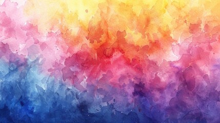 The image is a watercolor painting of a sunset