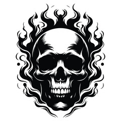 Skull smoking silhouette vector illustration isolated on white background