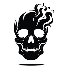 Skull smoking silhouette vector illustration isolated on white background