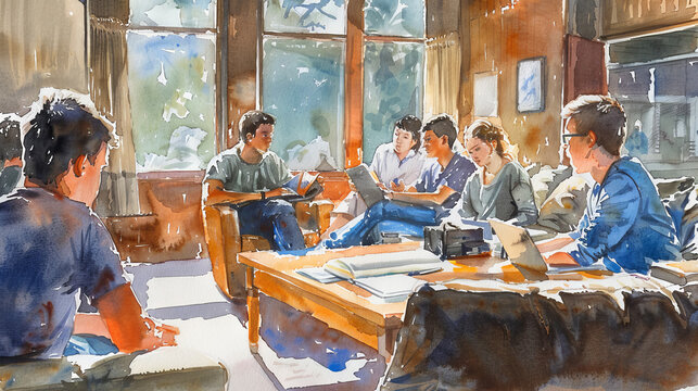 Small group of people sitting in a circle having a discussion.