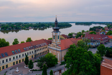 Aerail view about Rackeve, a small town in Hungary which located about 50 kilometers south of Budapest, on Csepel Island, along the Rackeve-Danube branch