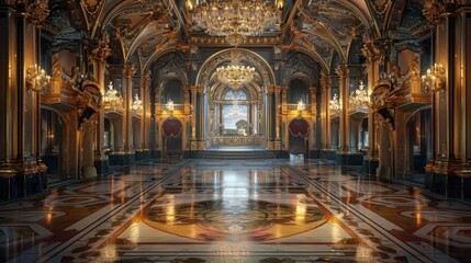 Obraz premium opulent ballroom interior with ornate decor and chandelier ai art