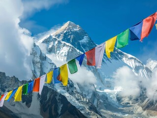 Mount Everest And NuptseVibrant Buddhist