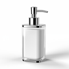 Obraz premium 3D rendering of a clear plastic soap dispenser with a silver pump