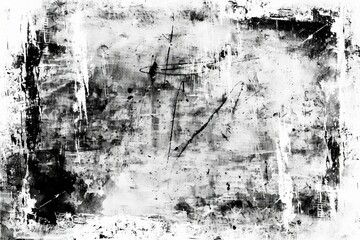 Fototapeta premium A black and white grunge background with visible cracks and scratches, creating a worn and used surface texture perfect for vintage or distressed designs