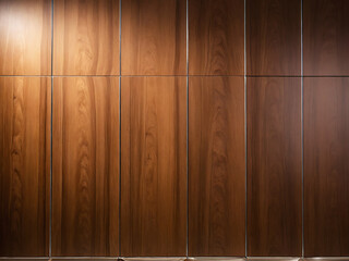 Close-up of a modern wooden wall paneling in a room