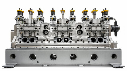 Engine Block Decking Machines: Levels engine block decks for proper sealing isolated on white background