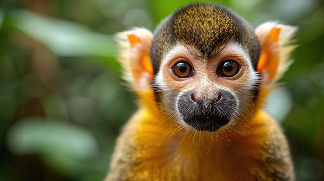Squirrel monkey with big eyes looking at the camera