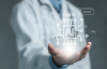 Medical worker touch virtual medical revolution and advance of technology Artificial...