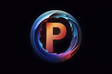 Fototapeta premium Colorful letter on black background. Vibrant shades of red, blue, and yellow create a striking contrast.