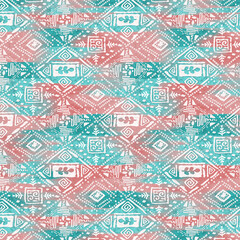 Ethnic boho seamless pattern. colourfull Repeating background. floral Cloth design, wallpaper.