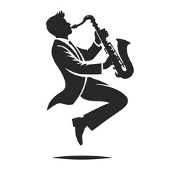 Naklejka premium silhouette musician playing a saxophone