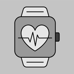 Smart watch shown heartbeat on screen vector icon