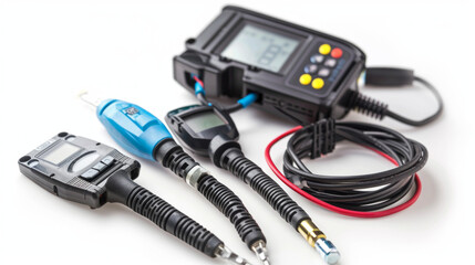 Diagnostic scan tools for reading vehicle trouble codes and diagnosing issues isolated on white background