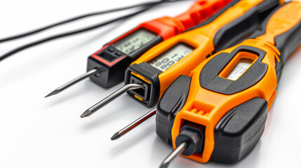 Fototapeta premium Multimeters for measuring electrical currents and voltages isolated on white background
