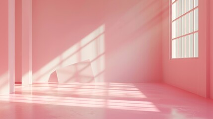 Obraz premium A pink room with a white ceiling and pink walls