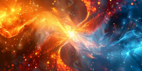 Fototapeta premium A mesmerizing explosion of vibrant colors in the galaxy, illustrating the dynamic energy and beauty of the universe.