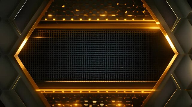 A black and gold background with a grid of squares