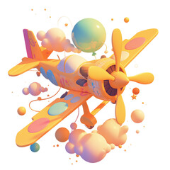 Cute airplane 3D illustration