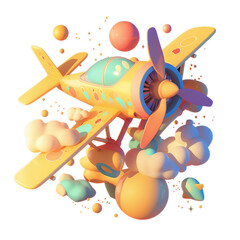 Cute airplane 3D illustration