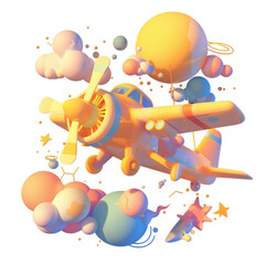Cute airplane 3D illustration