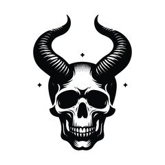 Skull with horn silhouette vector illustration isolated on white background