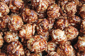 Close up texture of chocolate popcorn
