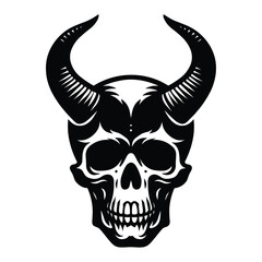 Skull with horn silhouette vector illustration isolated on white background