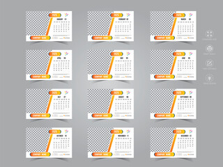 Desk Calendar 2025 template - 12 months included size 8.5/ 5.5 Print-ready desk Calendar design victor template.