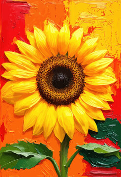Sunflower in a Colorful Abstract Landscape