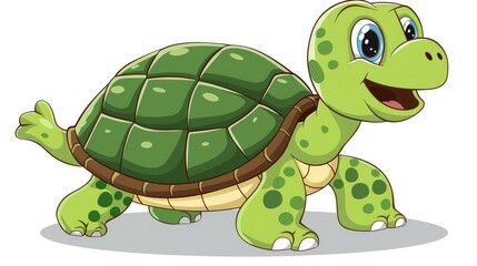 Fototapeta premium Cartoon turtle with white background for use in teaching. Generative Ai