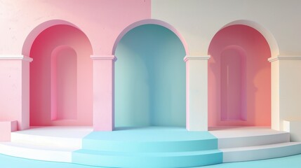 Fototapeta premium Podium with rounded corners on a pastel-colored background