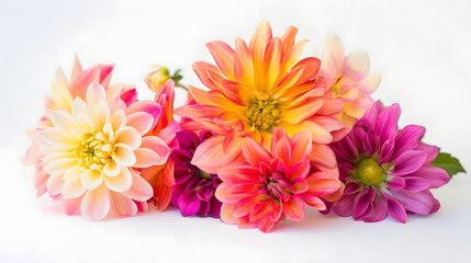 beautiful bouquet of bright flowers isolated on white : Generative AI