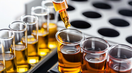 Engine oil analysis kits for assessing engine oil condition isolated on white background