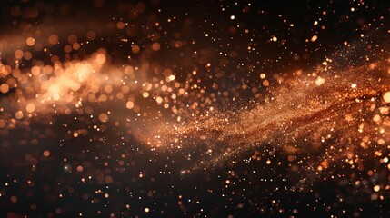 Fototapeta premium Abstract orange and gold glitter sparkles on black background