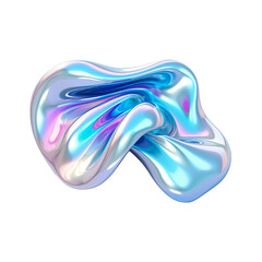 Obraz premium 3d fluid abstract metallic holographic colored shape png on transparent background