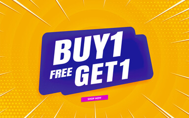 buy 1 get 1 sale banner template yellow