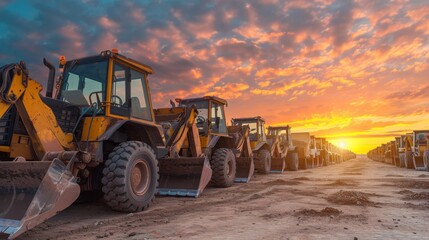 Obraz premium Construction Equipment at Sunset