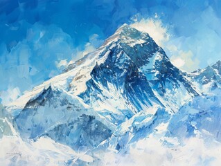 Obraz premium Majestic Mount Everest Summit - Panoramic View of Highest Peak in the World