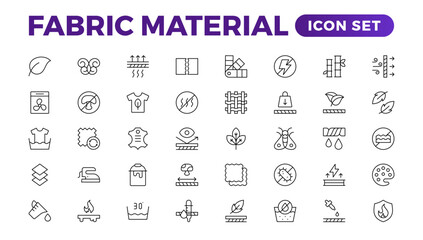Set of Fabric Material line icon set. Fabric Features, Materials, Fabric Business web icons in line style. Product, industry, shop, symbol.