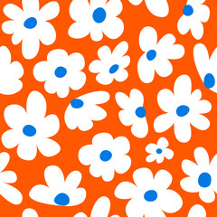 Seamless pattern with abstract flowers. Floral vector flat background