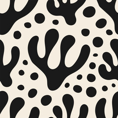 Bohemian seamless pattern with abstract organic shapes. Vector flat minimalist contemporary background with wavy corals or seaweed