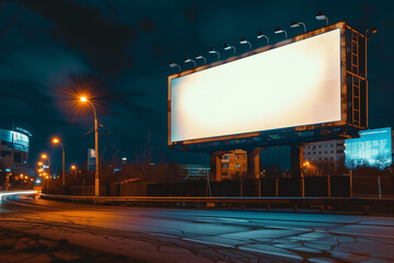 Outdoor Illuminated Billboard at Night for Advertising