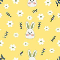 easter seamless pattern with rabbits