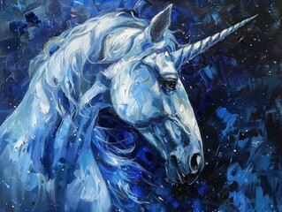 Enchanted Unicorn Fantasy Painting Tranquil Magical Fairytale Art Print