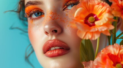 Fototapeta premium International Beauty Day. girl's face in close-up in flowers