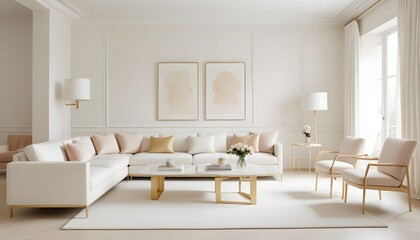 Fototapeta premium white and gold theme modern interior