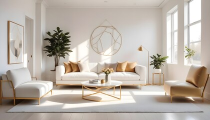 white and gold theme modern interior design