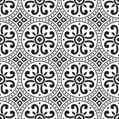 Floral Abstract Pattern, Textile Print in Black Colour, Vector Illustration