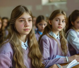 Dedicated Student: Girl Engaged in School Lesson